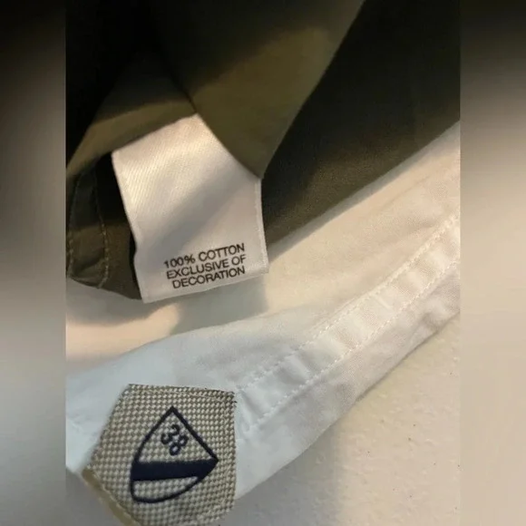 CHEMIEUX XXL NWT 100% cotton shirt. Olive w/pearl button down front, 2 pockets - Picture 8 of 8